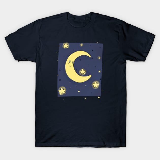 Moon And Stars T-Shirt by Lmay